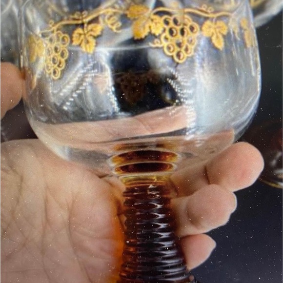 Guldenwein Keilene GmbH Bingen/Rhein Amber Twisted Stemmed Glasses - Set… - Picture 3 of 8